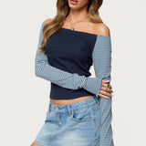 Rion Contrast Striped Off Shoulder Top