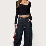 Ksenia Contrast Layered Square Neck Top