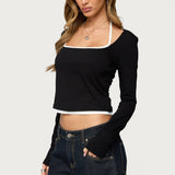Ksenia Contrast Layered Square Neck Top