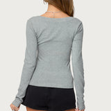 Larna V Neck Ribbed T Shirt