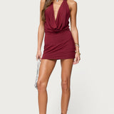 Dex Buckle Cowl Neck Mini Dress