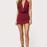 Dex Buckle Cowl Neck Mini Dress