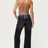 Zenya Backless Cowl Neck Halter Top