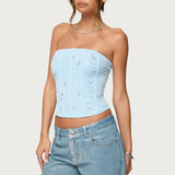Lexah Faux Crystal Strapless Mesh Corset