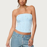 Lexah Faux Crystal Strapless Mesh Corset