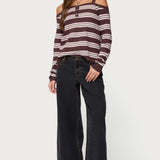 Shyla Off Shoulder Striped Knit Top