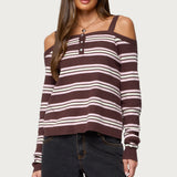 Shyla Off Shoulder Striped Knit Top