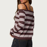 Shyla Off Shoulder Striped Knit Top