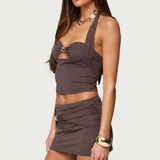 Shaylo Clasp Cutout Halter Top