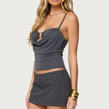 Layered Bandeau Cowl Neck Top