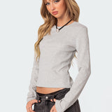 Marny Long Sleeve Waffle Top