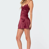 Whitney Lace Trim Satin Effect Mini Dress