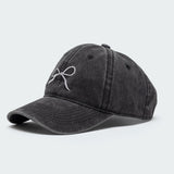 Embroidered Bow Washed Baseball Cap