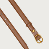 Oval Buckle Faux Leather Belt
