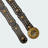 Scalloped Circle Faux Leather Belt