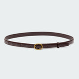 Oval Buckle Faux Leather Belt