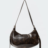 Washed Faux Leather Buckle Bag