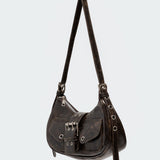 Washed Faux Leather Buckle Bag