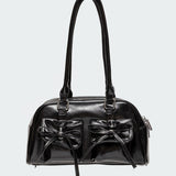Bow Pocket Faux Leather Shoulder Bag