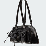 Bow Pocket Faux Leather Shoulder Bag
