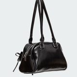 Bow Pocket Faux Leather Shoulder Bag