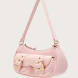 Zinnia Faux Leather Buckle Bag