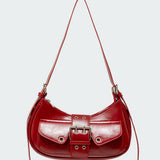Washed Faux Leather Buckle Bag