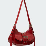 Washed Faux Leather Buckle Bag