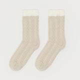 Contrast Fuzzy Cable Knit Socks