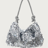 Knotted Rhinestone Stud & Sequin Bag