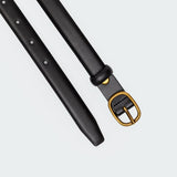 Oval Buckle Faux Leather Belt
