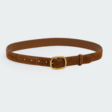 Oval Buckle Faux Suede Belt