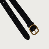 Oval Buckle Faux Suede Belt