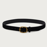 Oval Buckle Faux Suede Belt