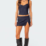 Jemma Lace Up Denim Corset