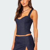 Jemma Lace Up Denim Corset