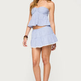 Dora Striped Linen Look Mini Skirt