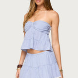 Dora Striped Linen Look Babydoll Top