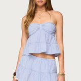 Dora Striped Linen Look Babydoll Top