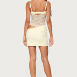 Sheer Lacey Asymmetric Mini Dress