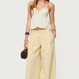 Textured Iridescent Babydoll Halter Top