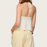 Textured Iridescent Babydoll Halter Top