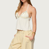 Textured Iridescent Babydoll Halter Top
