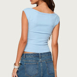 Jarah Pointelle Knit Boat Neck Top
