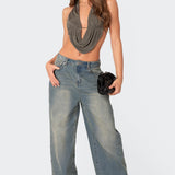 Scoop Neck Open Back Crop Top