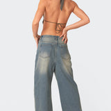 Scoop Neck Open Back Crop Top