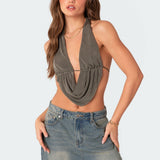 Scoop Neck Open Back Crop Top