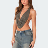 Scoop Neck Open Back Crop Top