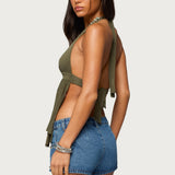Skye Backless Split Front Halter Top