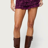 Keyla Ruffled Textured Micro Skort
